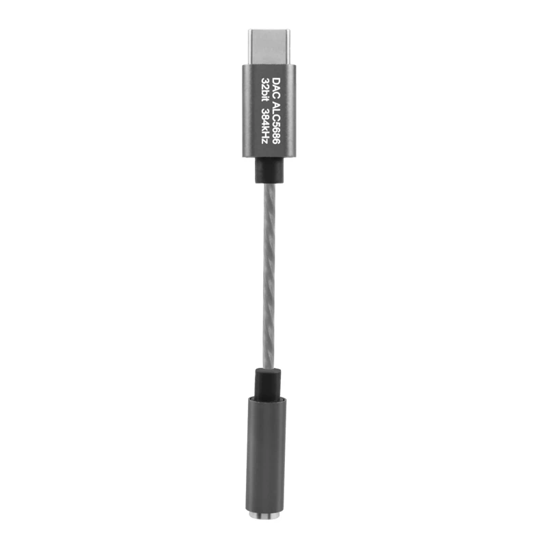 Адаптер DAC 32 бит 3 5 кГц Realtek ALC5686 USB к 384 мм для наушников SAMSUNG Smartphone (серый)