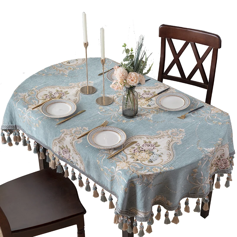 

European Luxury Oval Tablecloth Elegant Floral Embrideren Wedding Table Cover Rectangular Table Cloth for Banquet/party Decor