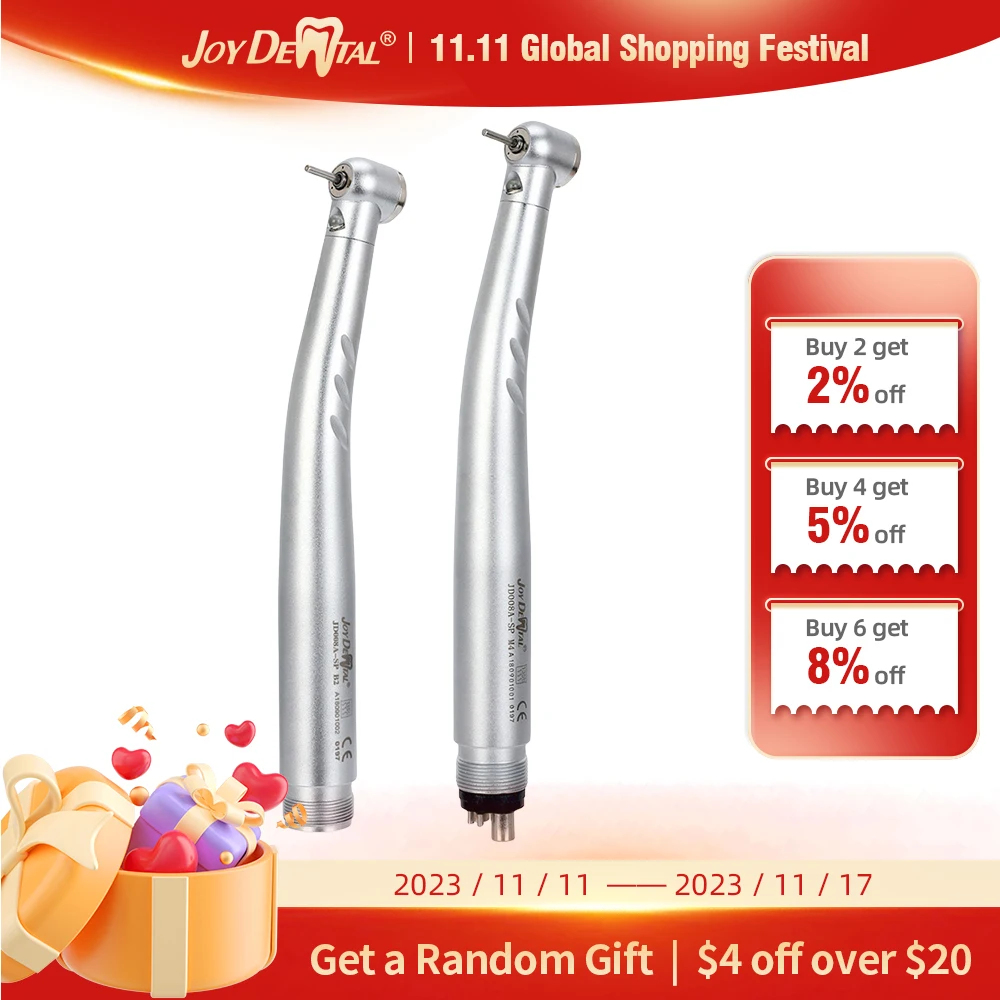 

JOY DENTAL E-generator LED High Speed Handpiece Standard Push Button 3-Way Water Spray 2/4 Holes