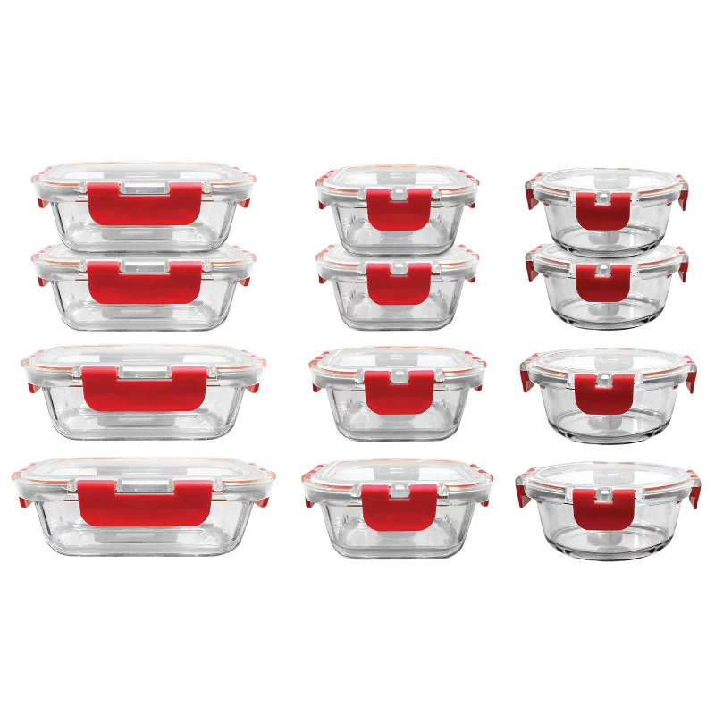 

Piece Glass Food Storage Set, Locking Hinge Blue Lids