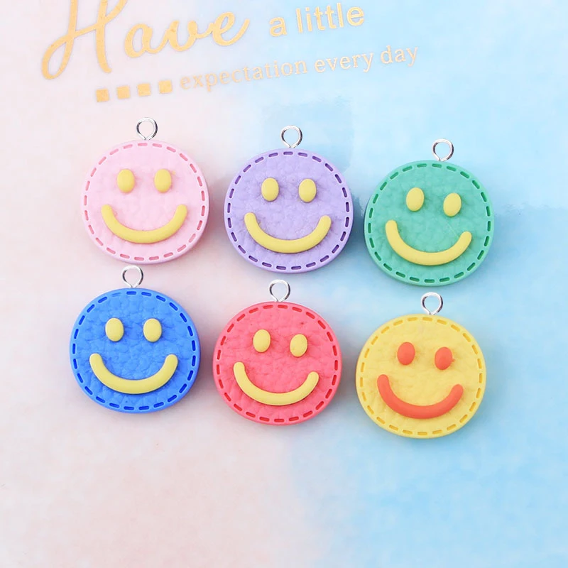 

10 шт. милые Подвески с улыбающимся лицом для изготовления ювелирных изделий полимерные разноцветные Круглые Плавающие Подвески «сделай са...