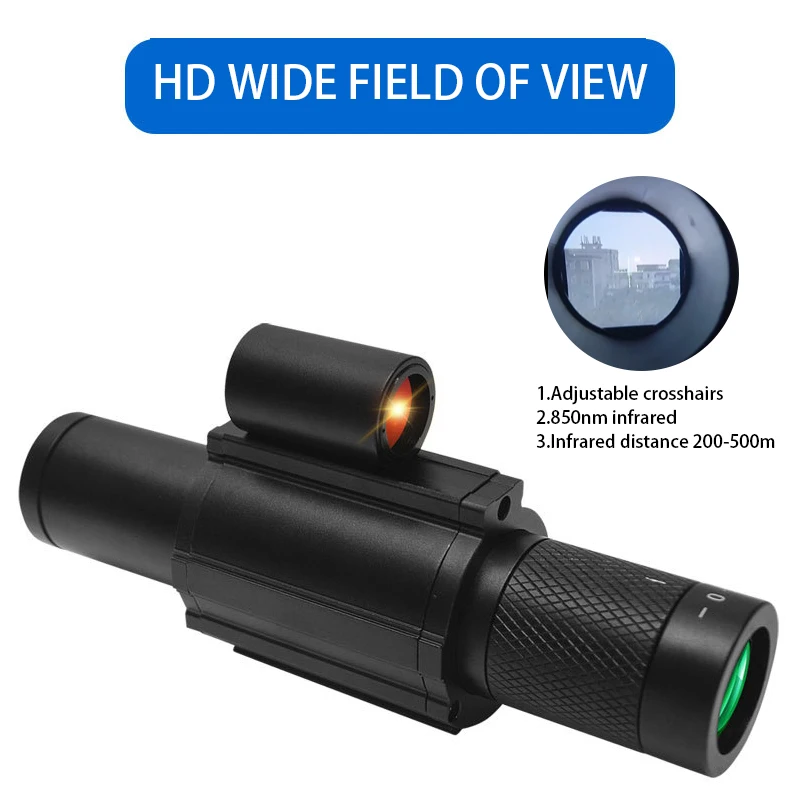 

Устройство ночного видения для охоты на открытом воздухе, металлический материал, подвижный кросс-коптер, инфракрасный, полностью черный, Монокуляр 500 м