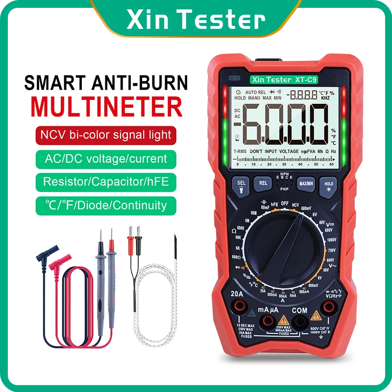 

Xin Tester Professional Digital Multimeter automatic 6000 Counts Multimetro Avometer Transistor Capacitor Tester Lcr Meter