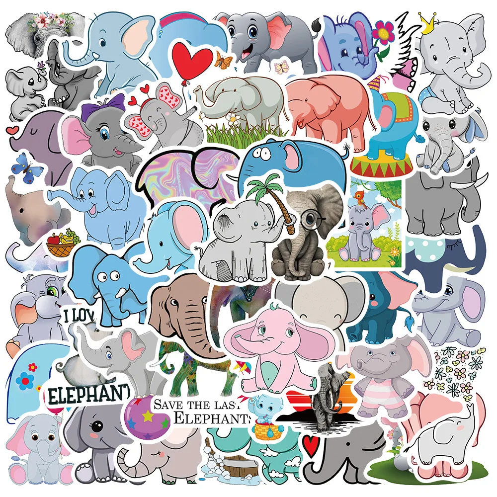 

10/30/50PCS New DIY Elephant Animal Sticker Cartoon Creative Anime iPad Desk Luggage Guitar Bed Decoration Waterproof Wholesale