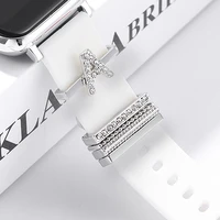 watchband charms sets for iwatch silicone soft strap decoration nails metal letter jewelry charms smart watchband accessories