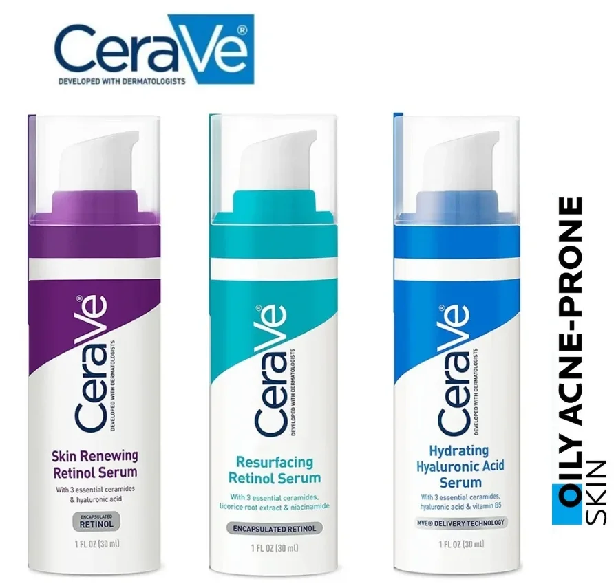 

CeraVe Hyaluronic Acid Serum/Resurfacing Retinol/Skin Renewal Retinol Moisturizing Anti-Aging Repair Sensitive Skin