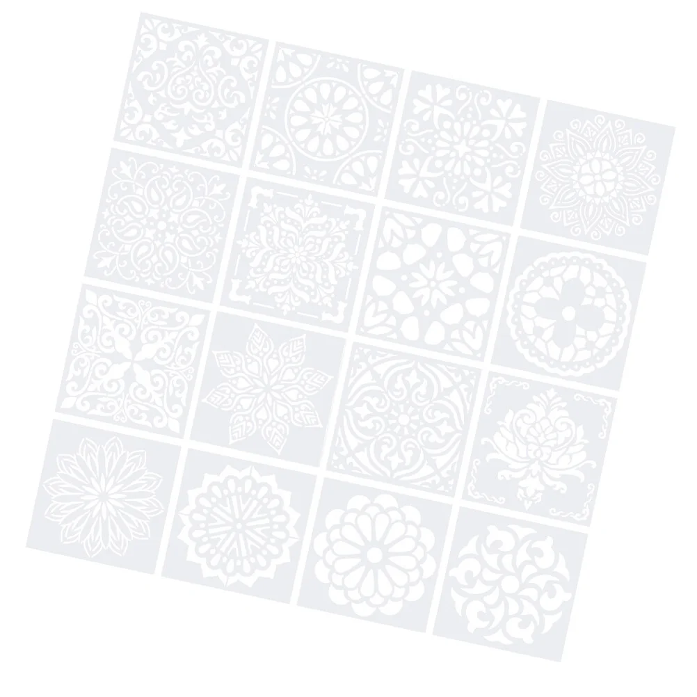 

16 Pcs Stone Hollow Out Template Wall Painting Rock Moldss For Painting Floors Stencils DIY Painted Tools Reusable