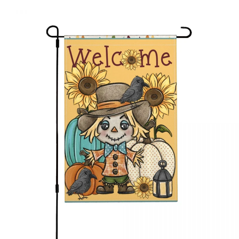 

Christmas Garden Flag Welcome Scarecrow Christmas Eve Garden Decoration Banner 31x46cm(12in X 18in)