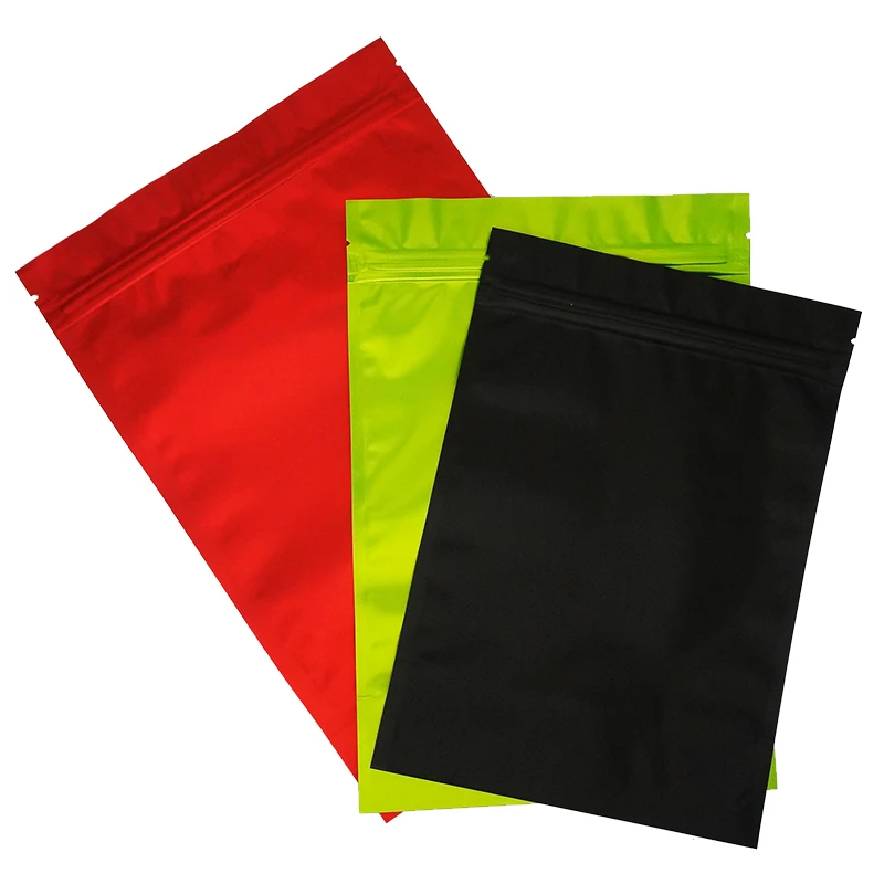 100pcs Standing Up Aluminum Foil Zip Lock Bags Matt Finish in Black/Red/Green Color, Platic Zipper Close Grocery Packing Pouch images - 6