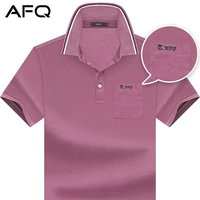 2022 summer business pocket mens mercerized cotton short sleeved t shirt middle aged leisure mens polo shirt body blood top
