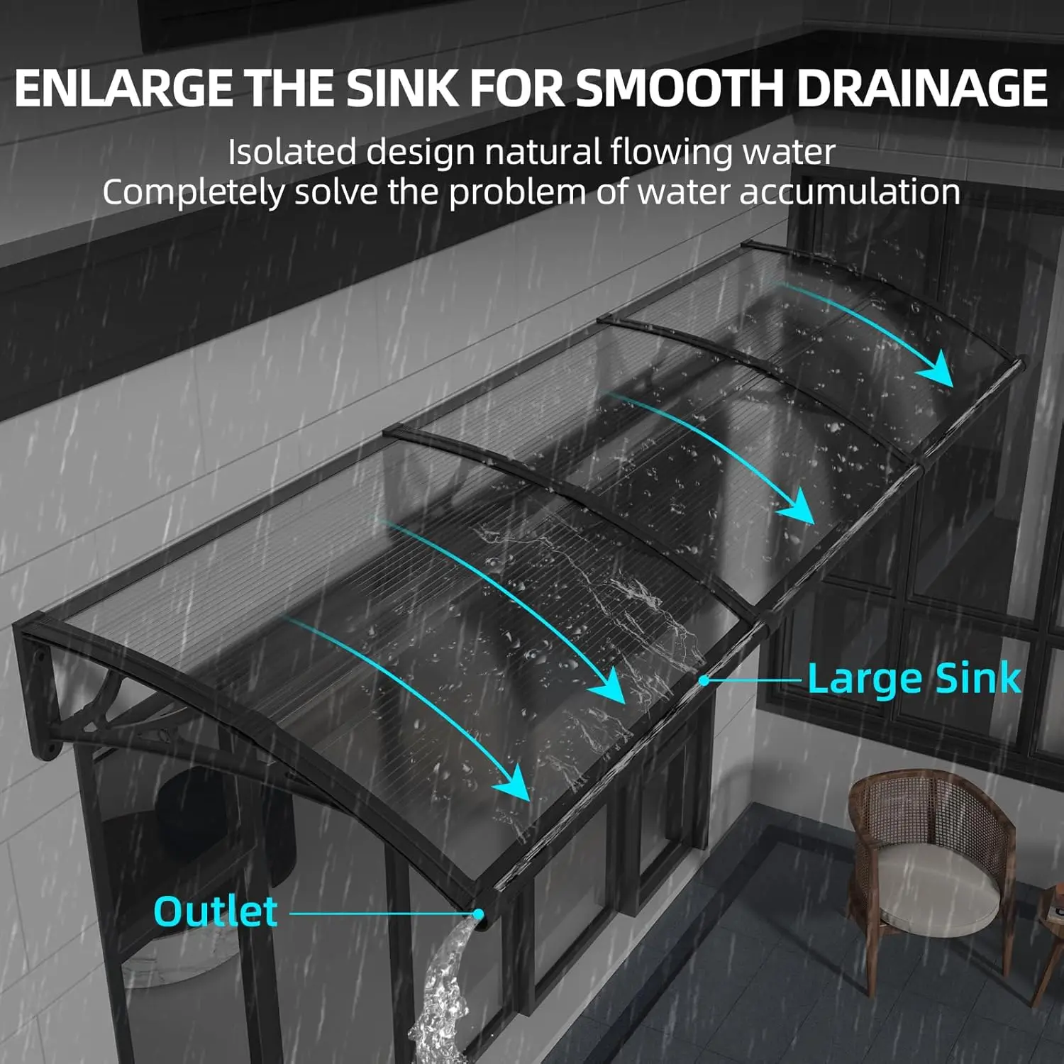 Оконный тент дверной навес внешний вид с отдельной дренажной раковиной для патио