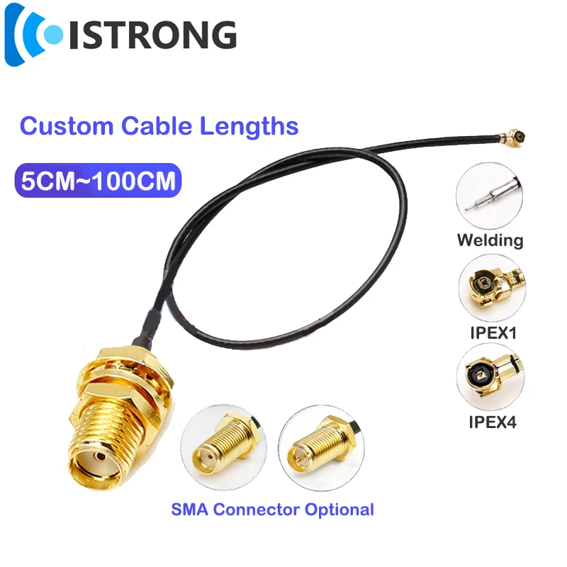 

Wifi Antenna Pigtail Extension uFL IPX IPEX1 IPEX4 MHF4 to SMA Female Male RF Coaxial Cable Adapter RG1.13 Custom Cable Length