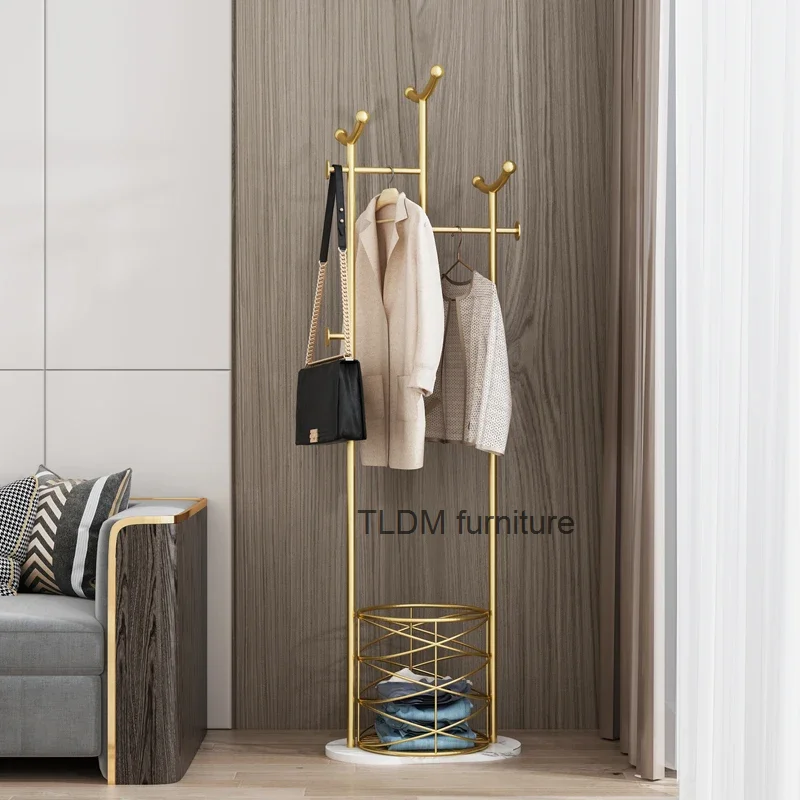 Вешалка для одежды с узкой полкой вешалка хранения Золотая Входная стойка