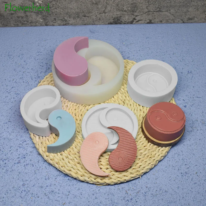 

Tai Chi Candle Silicone Mold DIY Cylindrical Yin Yang Bagua Aromatherapy Soap Candle Molds for Candle Making Decor Resin Molds