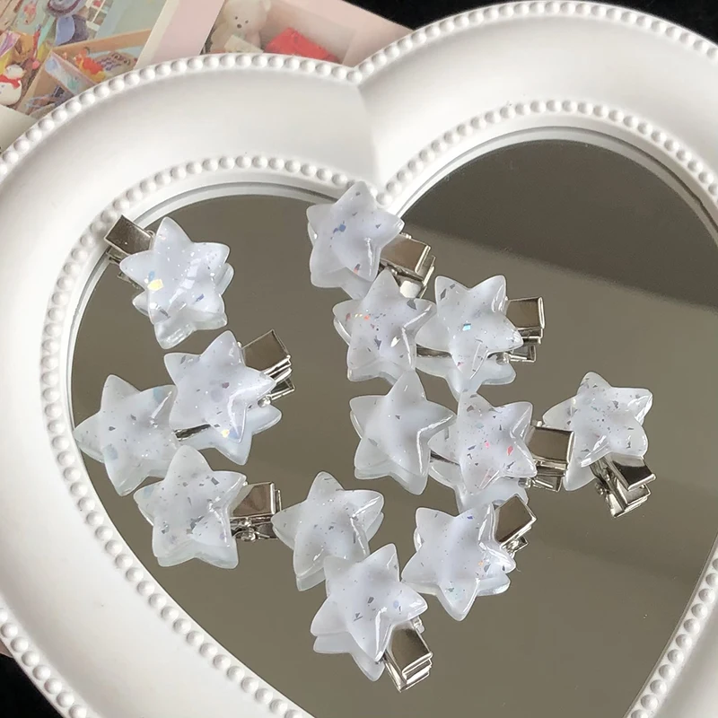 Красивая белая звезда фотосессия милые боковые зажимы для челки девочек