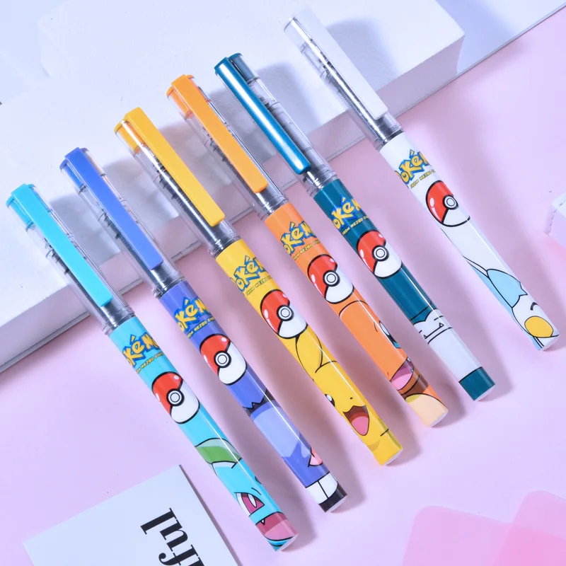 Фото 24/48PCS KAWAII POKEMON прямой жидкий гель ручка мило 0,5 мм черные чернила подписи ручки рекламные школьные принадлежности офиса №3
