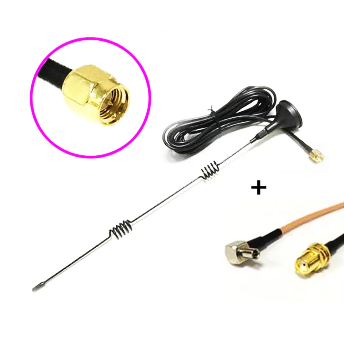 

800/850/900/1800/1900/2170 3G Antenna 5dBi Magnetic Base 3m Cable SMA Male + SMA Female to TS9 Male RG316 Cable 15cm 6inch