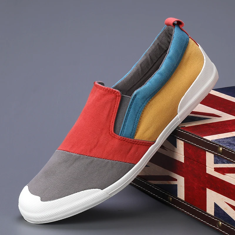

Men's Sneakers New Summer Shallow Mixed Colors Canvas Casual Shoes for Men Fashion Breathable Light Male Slip on Walking Shoes