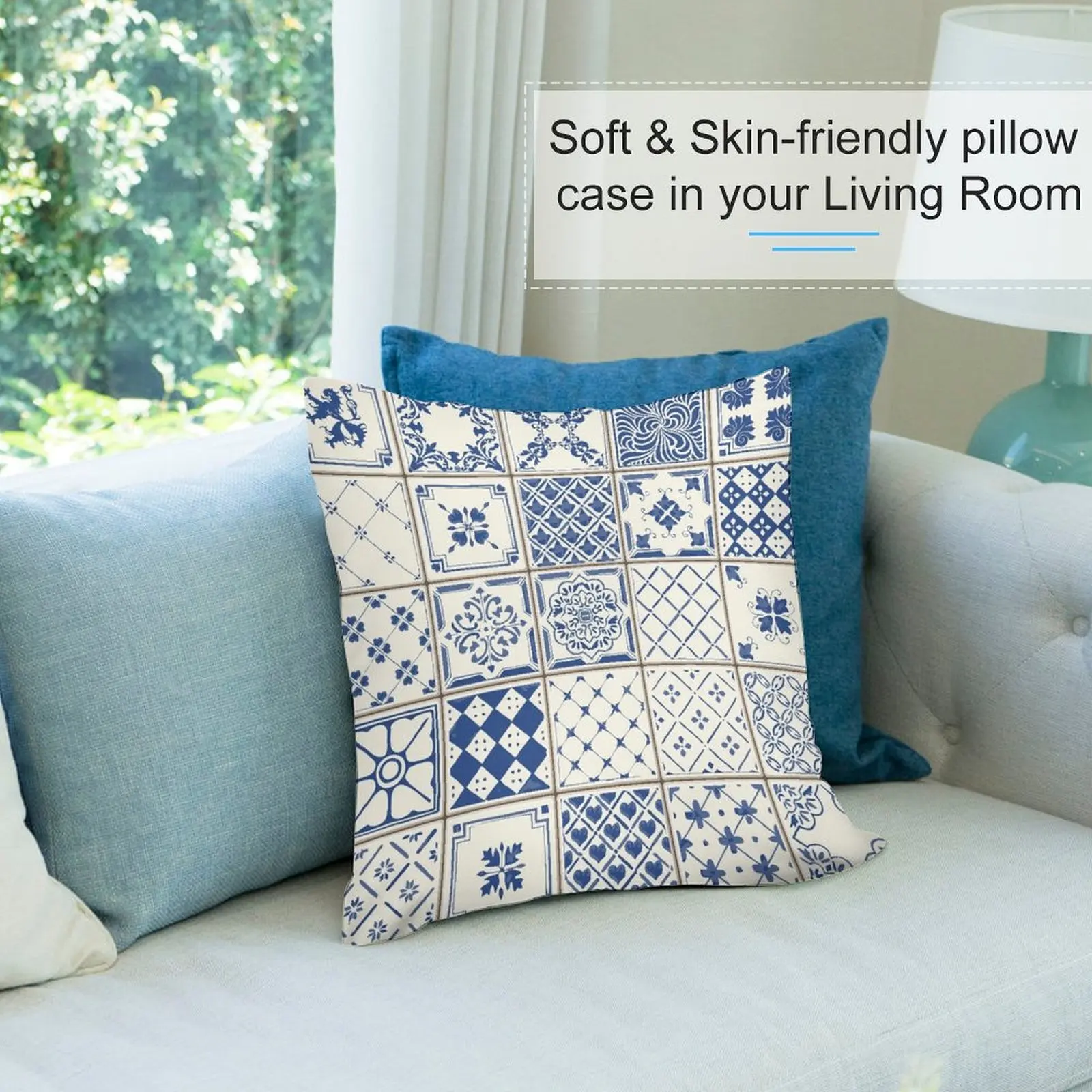 Осенняя наволочка Azulejo Лиссабон Azulejos декоративная подушка