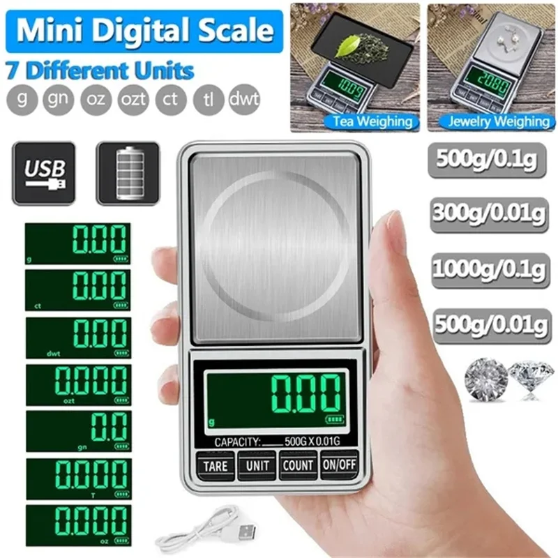 

High Precision 0.01g 0.1g Digital Plam Scale Jewelry Scale LCD Display Portable Mini Digital Pocket Balance Weight Gram Scale