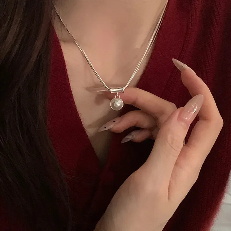 Элегантное винтажное двустороннее жемчужное ожерелье с подвеской женское