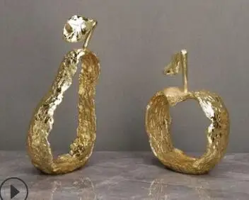 

Nordic cast iron golden fruit apple pear model house Sales department Bedroom, study, sitting room table top porch decoration