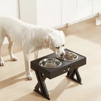 2022 new anti slip elevated double dog bowls dog feeder with stand adjustable height pet feeding stainless steel bowl drinker d
