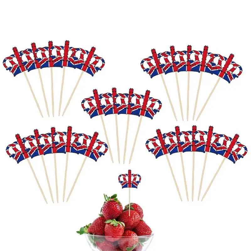 

Зубочистка с британским флагом в форме короны флаги Великобритании маленькая палочка для кексов зубочистки для празднования украшения