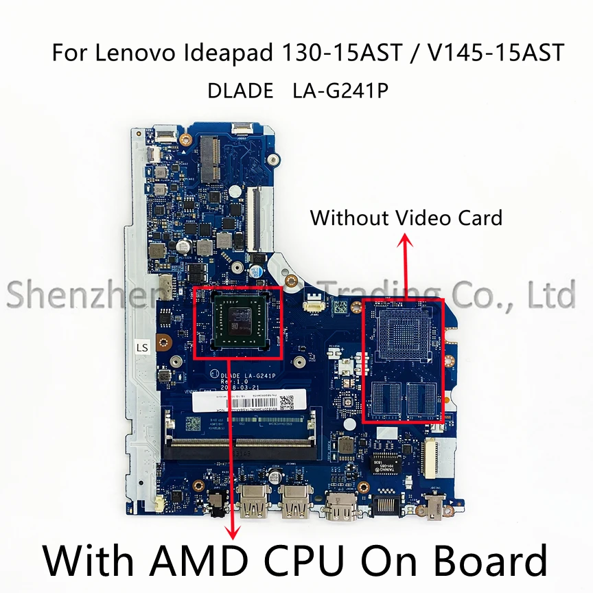 

(New Board) For Lenovo ideaPad V145-15AST 130-15AST Laptop Motherboard With AMD CPU DLADE LA-G241P Mainboard 100% Fully Tested