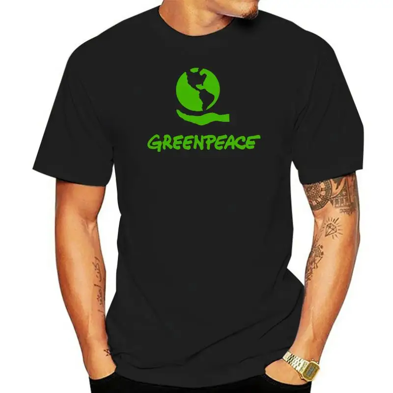 Newest New Greenpeace Green Peace Symbol Men&amp Black T-Shirt Size S to 3XL Summer sportwear casual t-shirt