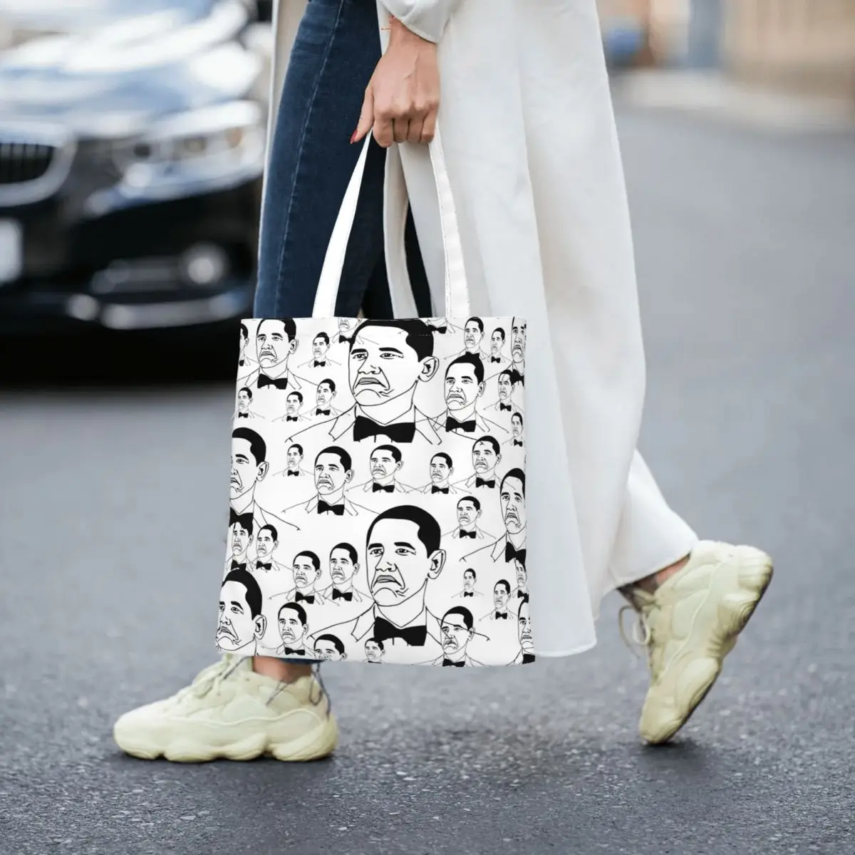 

Not Bad - Obama Meme Women Canvas Handbag Large Capacity Shopper Bag Tote Bag withSmall Shoulder Bag