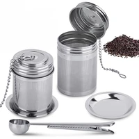 stainless steel tea strainer with tea scoop tea leaf infuser extended chain hook extra fine mesh filter home kitchen accessorie