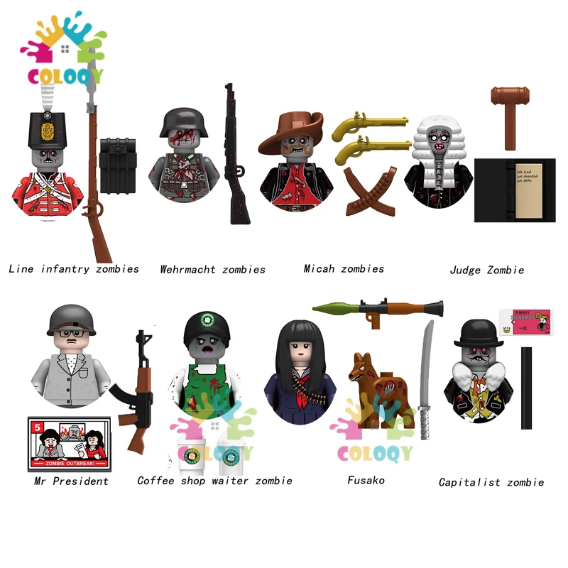 

Kids Toys Line Infantry Soldiers Building Blocks Fusako Zombies Mini Action Figures Bricks Toys For Kids Halloween Gifts