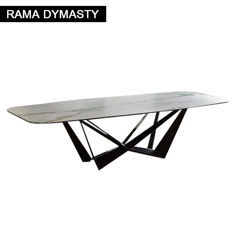 

Rama Dymasty now simple Nordic restaurant marble dining table and chair combination rectangular table