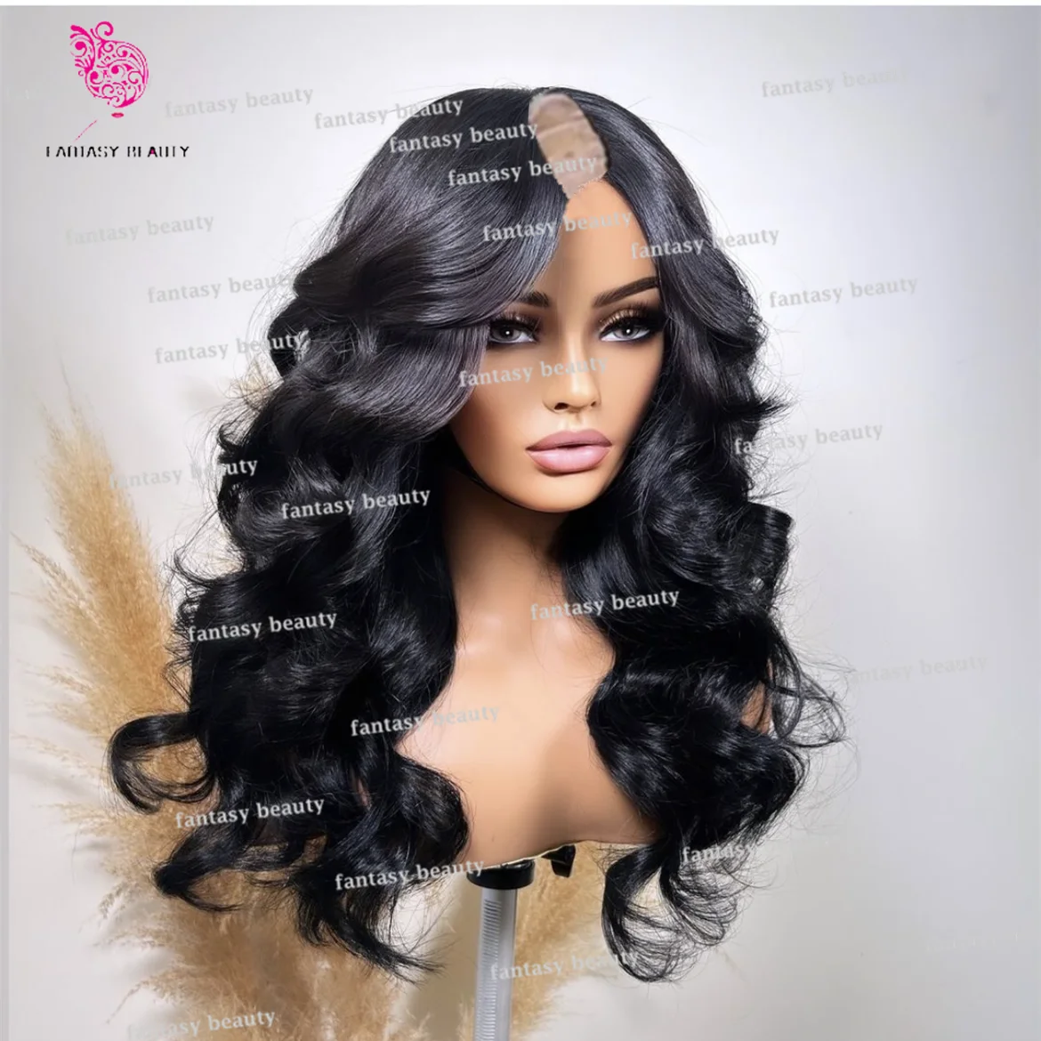Женские черные вьющиеся парики с V-образным вырезом волнистые женские длинные
