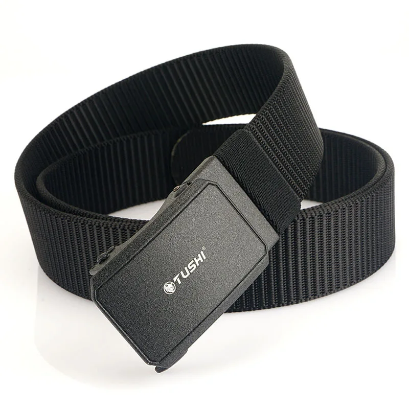 

TUSHI 2023 Fashion Hot Sell Men Belt 125cm*3.8cm Premium Nylon Weave Male Waistband Metal Automatic Buckle Business Girdle Gifts