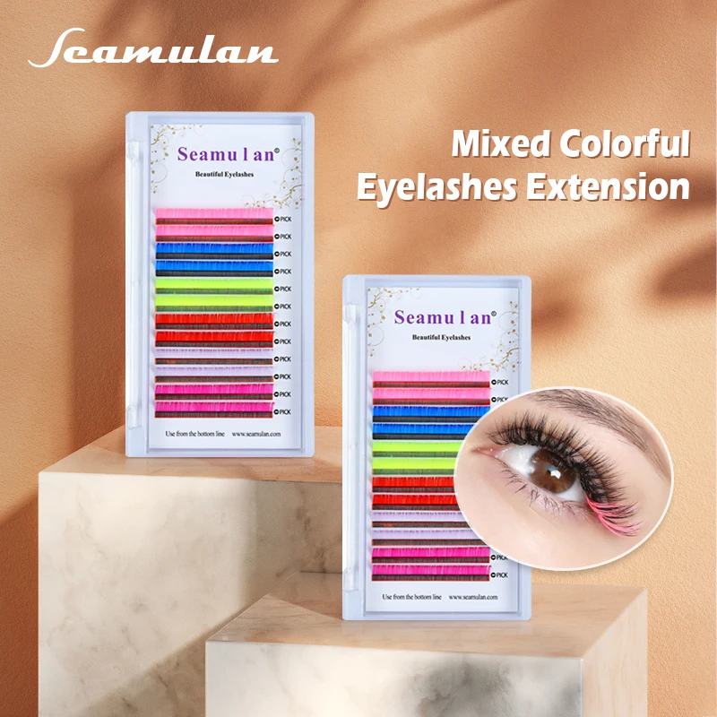 Ed Individual Eyelash Extension Mix Faux Mink Rainbow Classic Eyelashes Natural Soft Colorful False Lashes