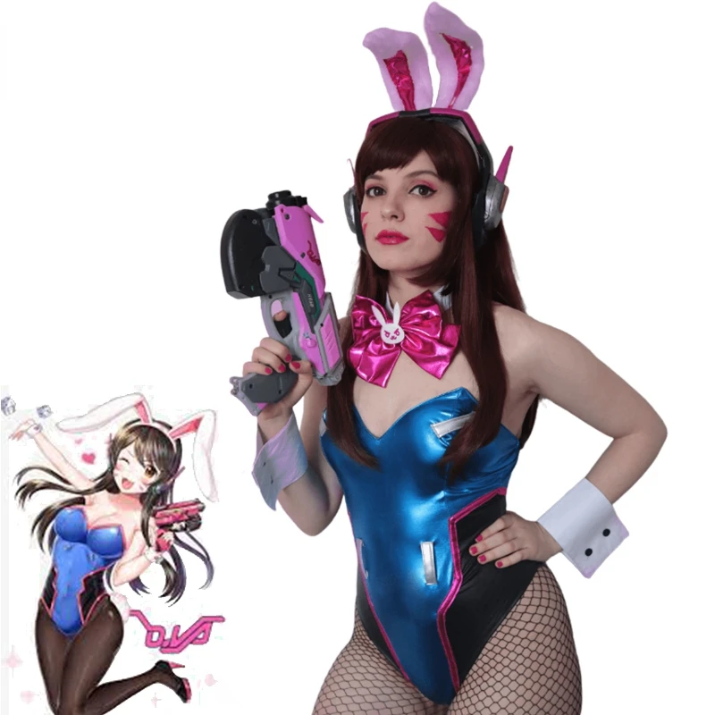 

Game OW DVA Cosplay Sexy Bunny Girl Jumpsuit Song hana D.VA Cosplay Costume Halloween Women Romper Jumpsuit