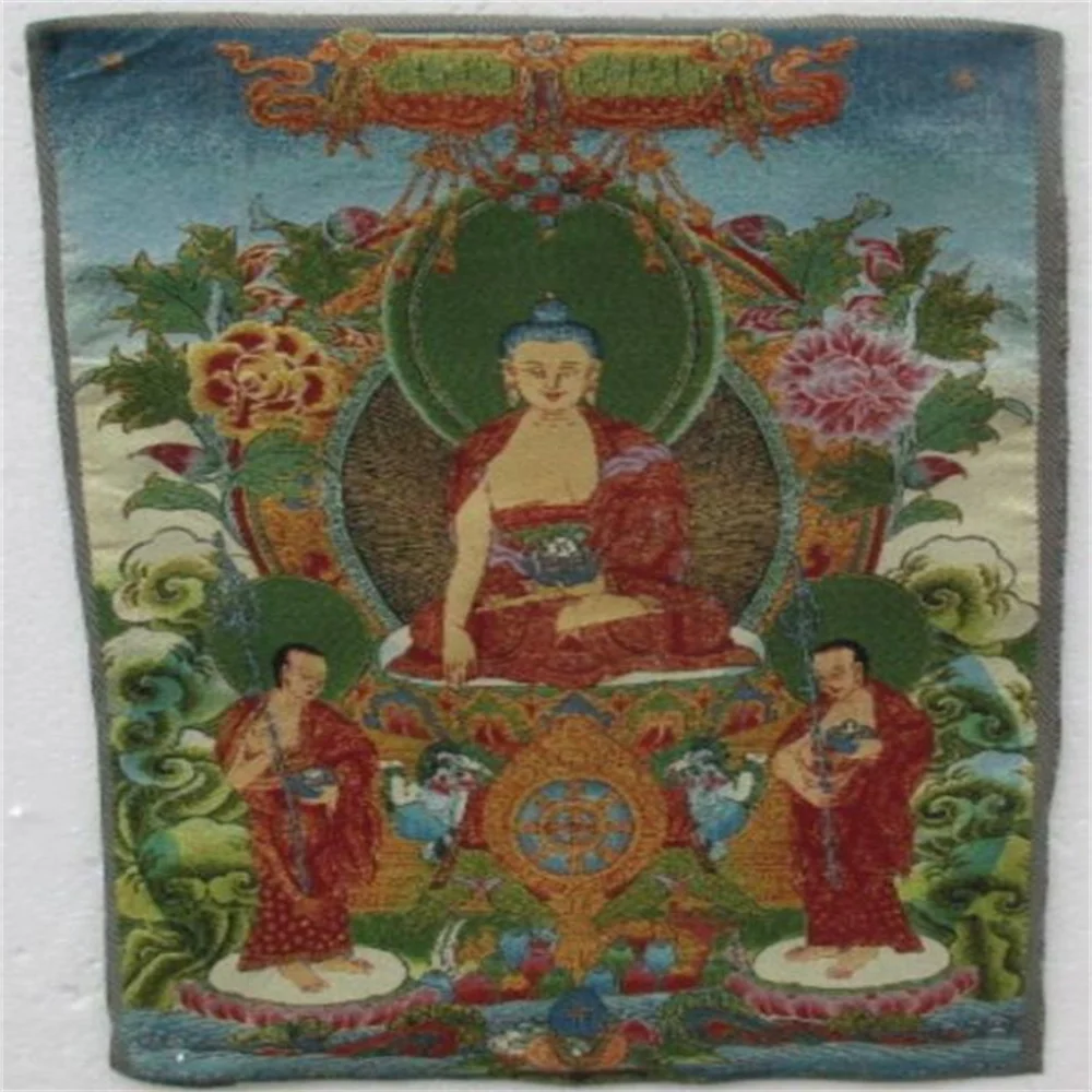 

Tibetan Buddha pharmacist Buddha Thangka brocade painting religious Buddha silk embroidery Buddha Hall hanging painting