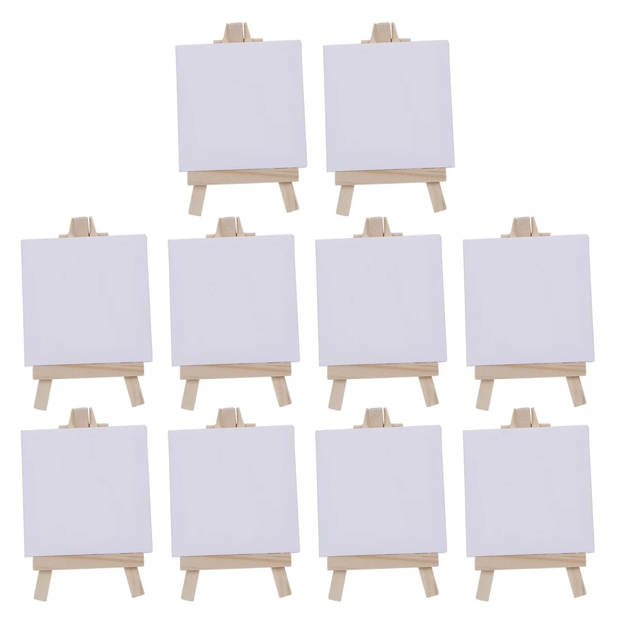 

10PCS Mini Canvas Panel Wooden Easel Sketchpad Settings for Painting Craft Drawing Decoration Gift and Kids'Learning Education