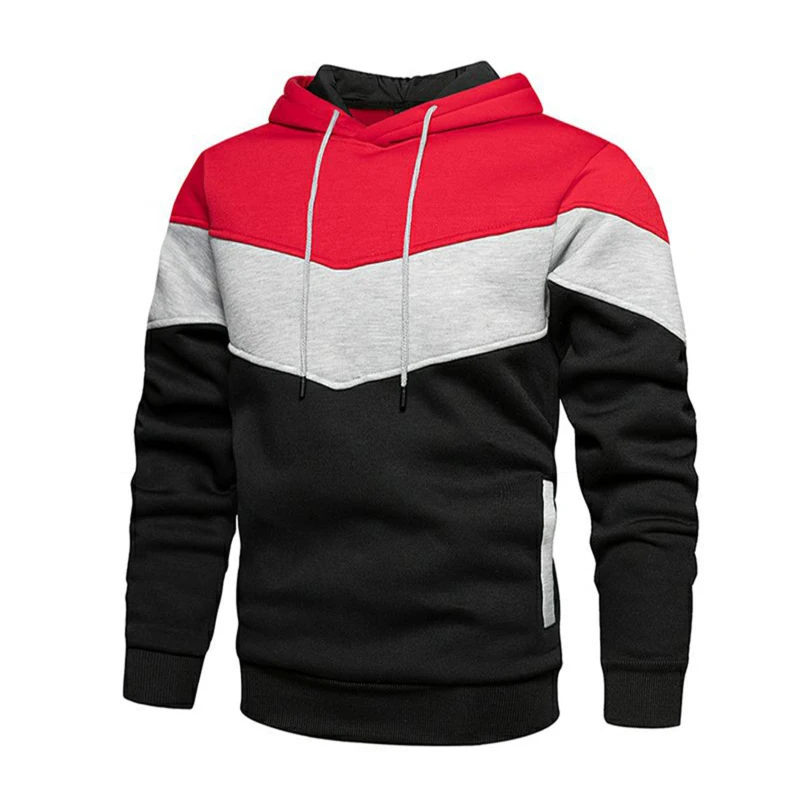 

Men Hoodie Contrast Colors Drawstring Casual Long Sleeve Slim Pullover Sweaters Autumn Oversized Hoodies Coats