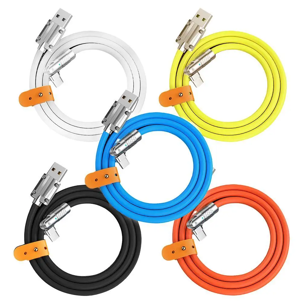 

120W 6A Super Fast Charge Liquid Silicone Cable Type-C Charger Data Cable For Xiaomi Huawei Samsung Zinc USB Bold Data Line 1m