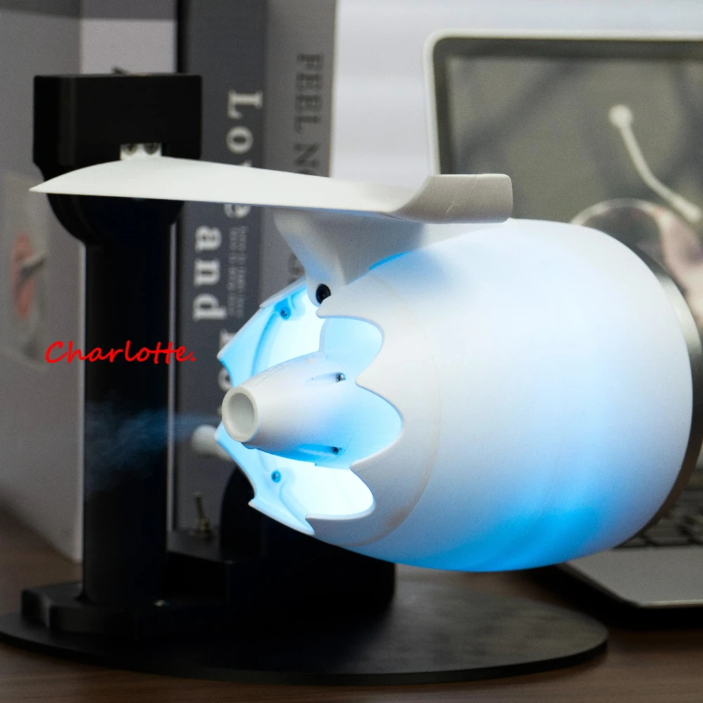 Фото Turbojet Fan Style Увлажнитель тумана с одной головкой Функция выдувания RGB Световые эффекты для спальни Гостиная Офисный стол Air Humi №3