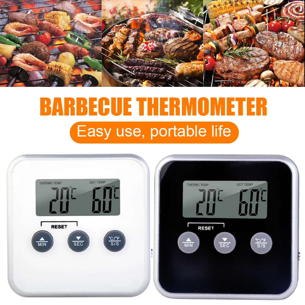 

Электронный термометр с ЖК-дисплеем, цифровой измеритель температуры пищи, для барбекю, мяса, воды, масла, таймер для приготовления пищи с си...
