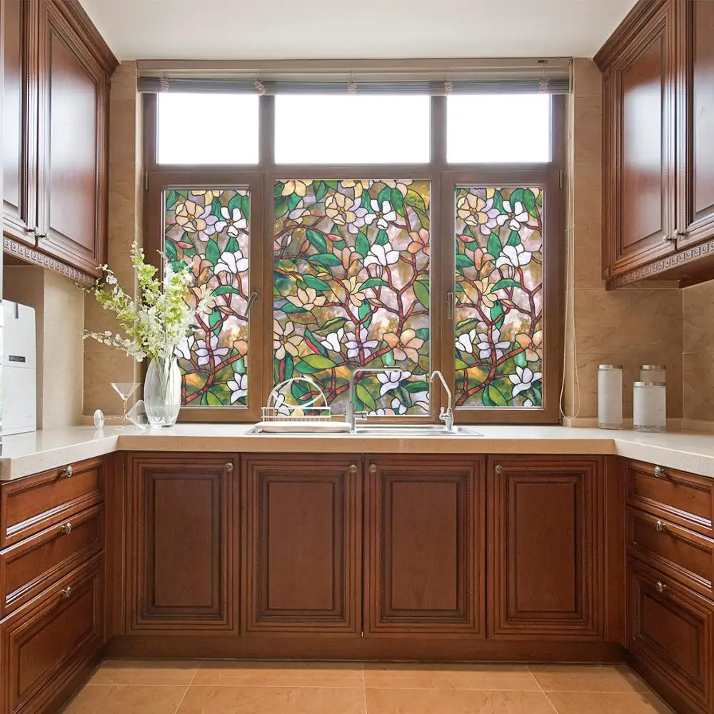 Магнолия витражное окно пленка для дома статическая липкая конфиденциальность