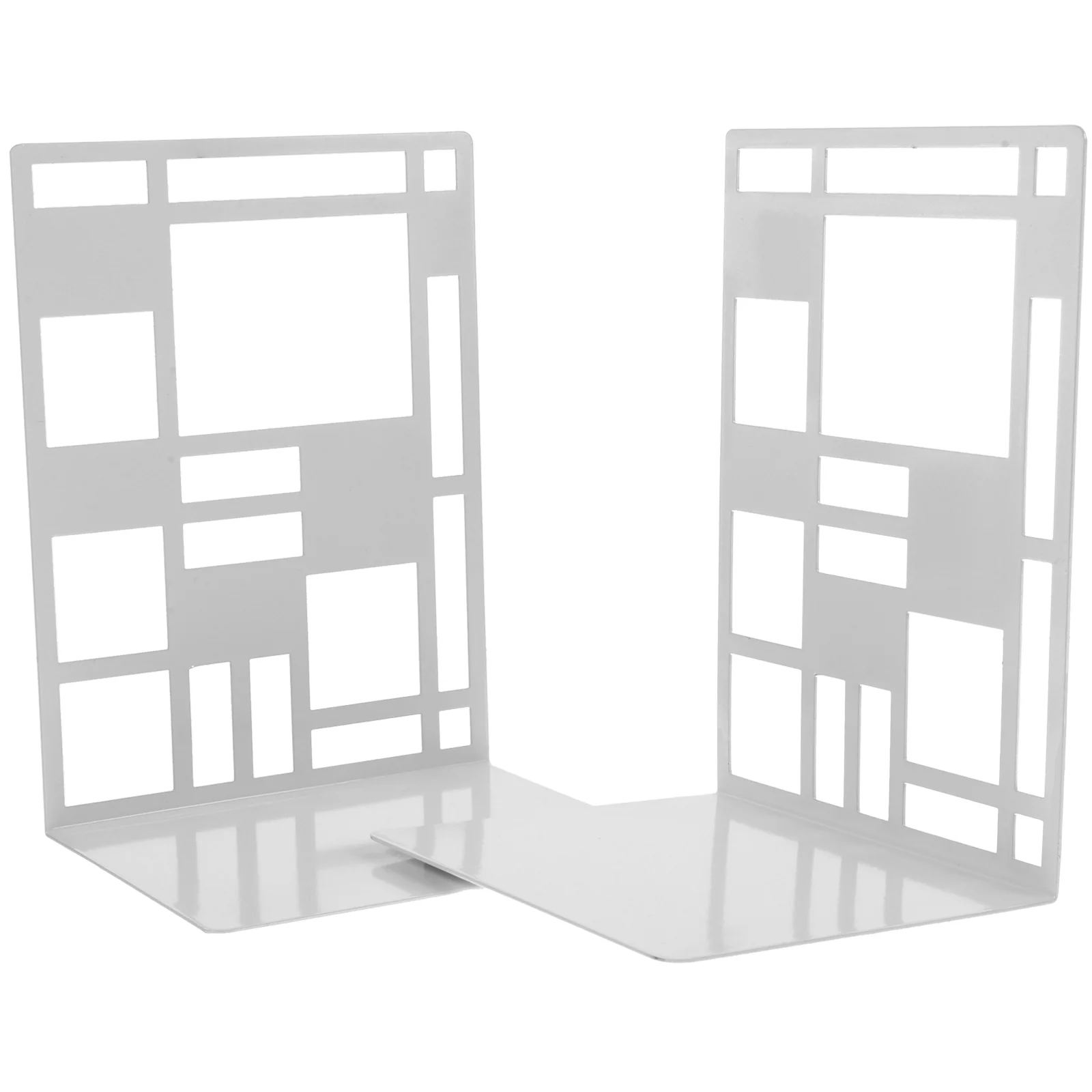 

2 Pcs Square Shelves Metal Bookend Bookstand Decorate Ends Decorative Study White Bookends Heavy Child Reading desk