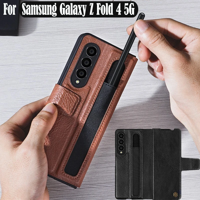 

For Samsung Galaxy Z Fold 4 5G Case Nillkin Aoge Leather Case Hidden Kickstand With Pen Slot Flip Cover For Samsung Z Fold4 5G