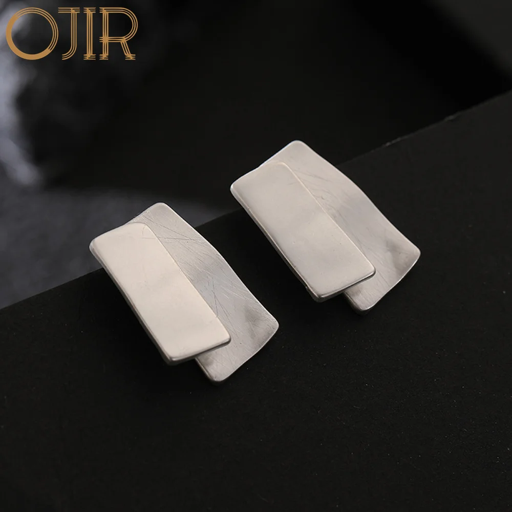 

Korean Fashion Jewelry Minimalist Silver Color Squares Bar Stud Earrings For Women Simple Vintage Pendientes Gothic brincos New