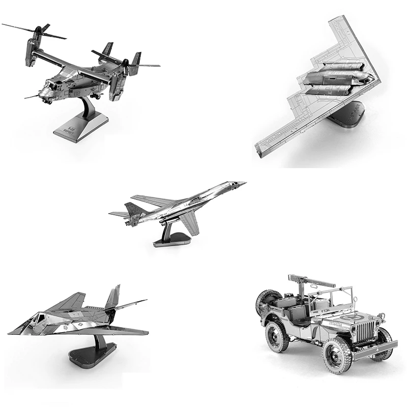 

New Metal 3D Puzzle Fighter DIY Model Boeing Bell V-22 B-2 Bomber F-117 Fighter Jets Jigsaw Puzzle Gift Toys for Kids Piececool