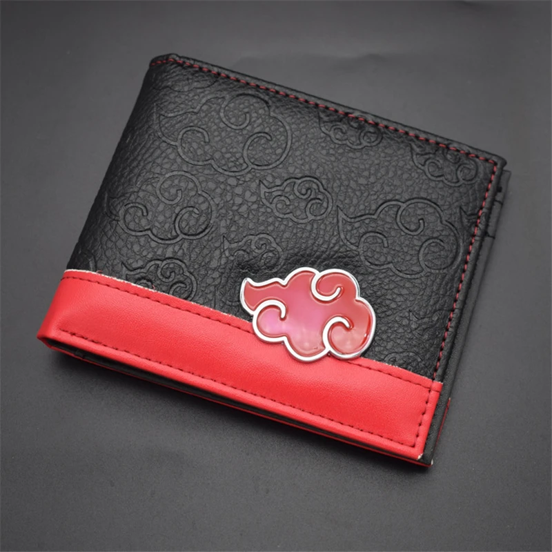 Hot Anime Akatsuki Wallet Cartoon Cosplay Red Cloud Short Purse Card Holder Bag